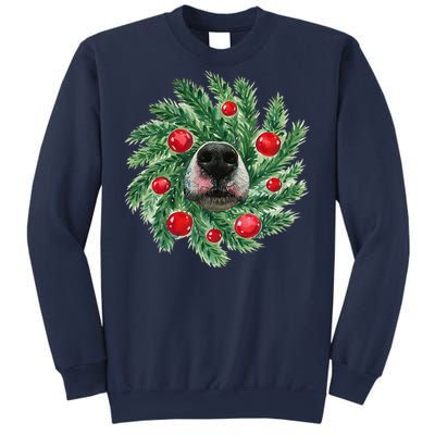 Cute Husky Dog Nose Christmas Wreath Dog Mom Dog Lover Sweatshirt