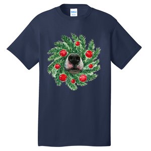 Cute Husky Dog Nose Christmas Wreath Dog Mom Dog Lover Tall T-Shirt