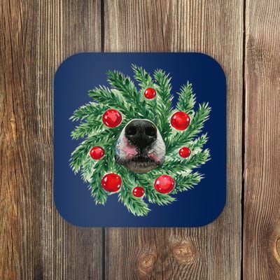 Cute Husky Dog Nose Christmas Wreath Dog Mom Dog Lover Coaster