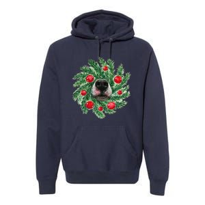 Cute Husky Dog Nose Christmas Wreath Dog Mom Dog Lover Premium Hoodie