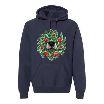 Cute Husky Dog Nose Christmas Wreath Dog Mom Dog Lover Premium Hoodie