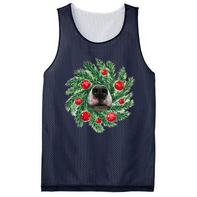 Cute Husky Dog Nose Christmas Wreath Dog Mom Dog Lover Mesh Reversible Basketball Jersey Tank