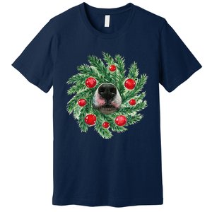 Cute Husky Dog Nose Christmas Wreath Dog Mom Dog Lover Premium T-Shirt