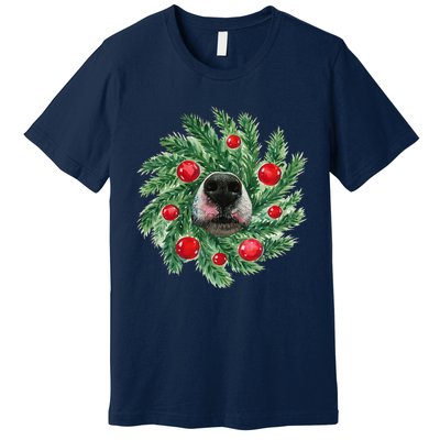 Cute Husky Dog Nose Christmas Wreath Dog Mom Dog Lover Premium T-Shirt