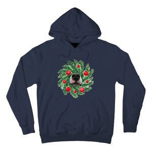 Cute Husky Dog Nose Christmas Wreath Dog Mom Dog Lover Tall Hoodie