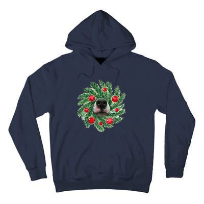 Cute Husky Dog Nose Christmas Wreath Dog Mom Dog Lover Tall Hoodie