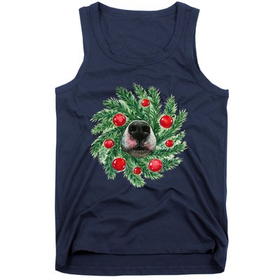 Cute Husky Dog Nose Christmas Wreath Dog Mom Dog Lover Tank Top