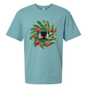 Cute Husky Dog Nose Christmas Wreath Dog Mom Dog Lover Sueded Cloud Jersey T-Shirt