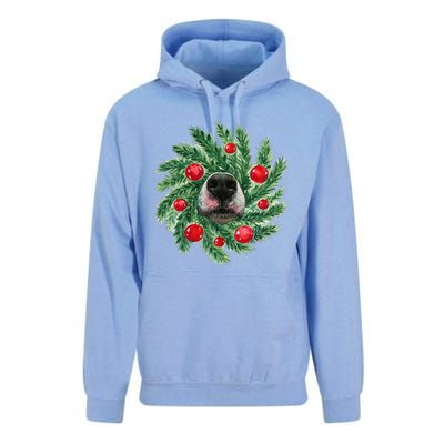 Cute Husky Dog Nose Christmas Wreath Dog Mom Dog Lover Unisex Surf Hoodie