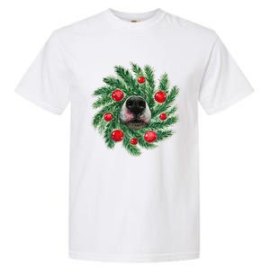 Cute Husky Dog Nose Christmas Wreath Dog Mom Dog Lover Garment-Dyed Heavyweight T-Shirt