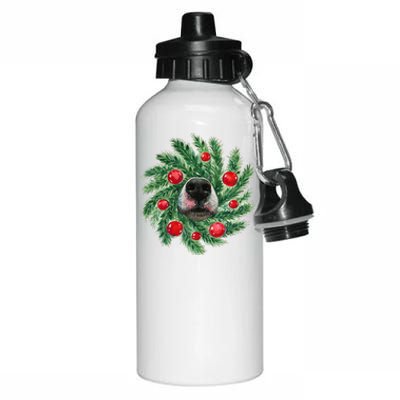 Cute Husky Dog Nose Christmas Wreath Dog Mom Dog Lover Aluminum Water Bottle