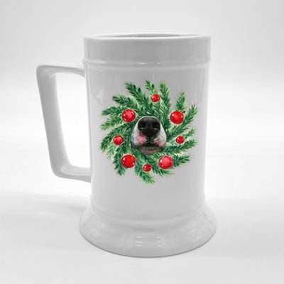 Cute Husky Dog Nose Christmas Wreath Dog Mom Dog Lover Beer Stein