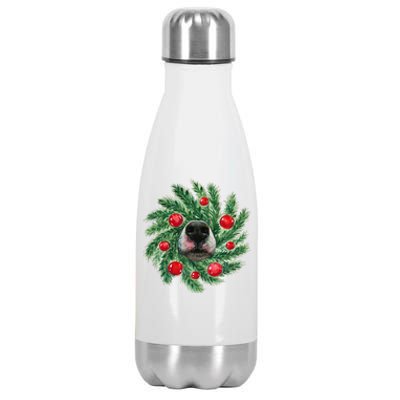 Cute Husky Dog Nose Christmas Wreath Dog Mom Dog Lover Stainless Steel Insulated Water Bottle