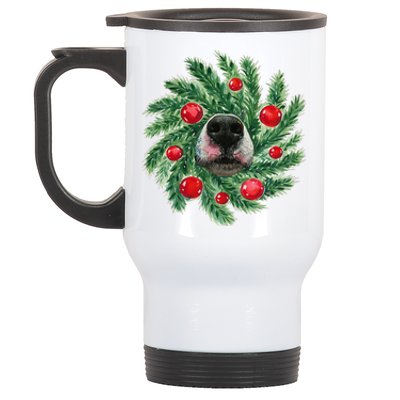 Cute Husky Dog Nose Christmas Wreath Dog Mom Dog Lover Stainless Steel Travel Mug