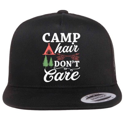 Camp Hair Dont Care Camping Lovers Camping Campers Cute Gift Flatbill Hat