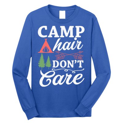 Camp Hair Dont Care Camping Lovers Camping Campers Cute Gift Long Sleeve Shirt