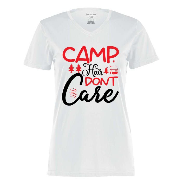 Camp Hair Dont Care Funny Camping Women's Momentum V-Neck T-Shirt