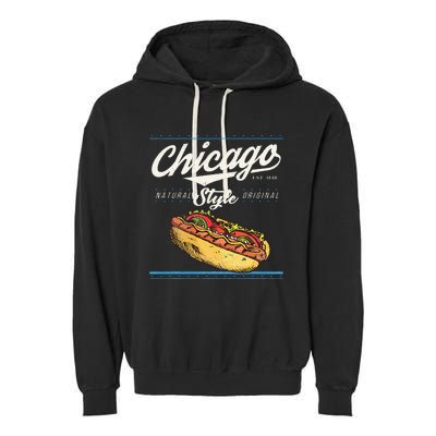 Chicago Hot Dog Hotdog Tourist Summer Souvenir Travel Garment-Dyed Fleece Hoodie