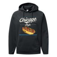 Chicago Hot Dog Hotdog Tourist Summer Souvenir Travel Performance Fleece Hoodie