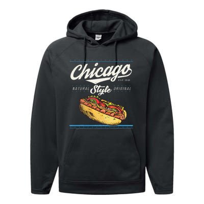 Chicago Hot Dog Hotdog Tourist Summer Souvenir Travel Performance Fleece Hoodie