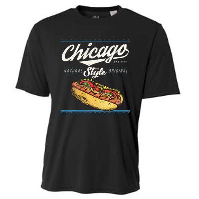 Chicago Hot Dog Hotdog Tourist Summer Souvenir Travel Cooling Performance Crew T-Shirt