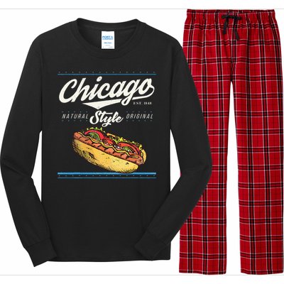 Chicago Hot Dog Hotdog Tourist Summer Souvenir Travel Long Sleeve Pajama Set