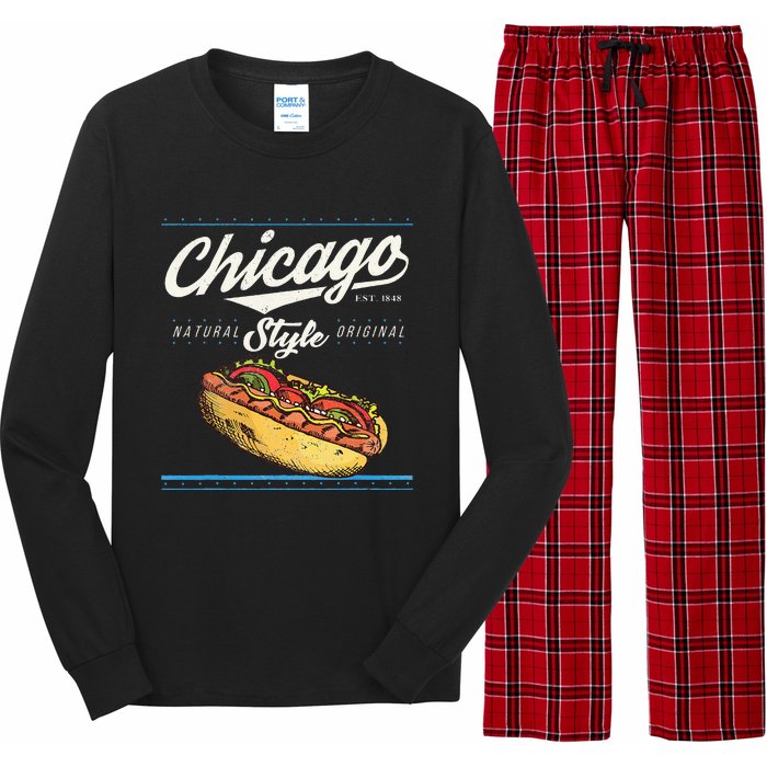 Chicago Hot Dog Hotdog Tourist Summer Souvenir Travel Long Sleeve Pajama Set