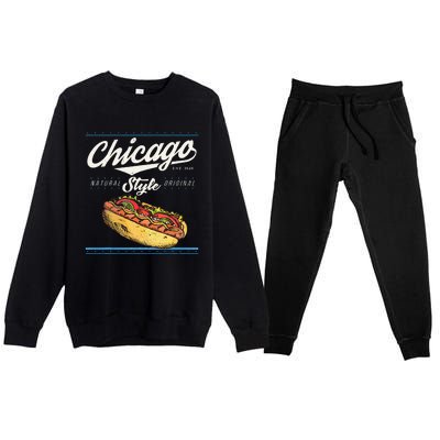 Chicago Hot Dog Hotdog Tourist Summer Souvenir Travel Premium Crewneck Sweatsuit Set