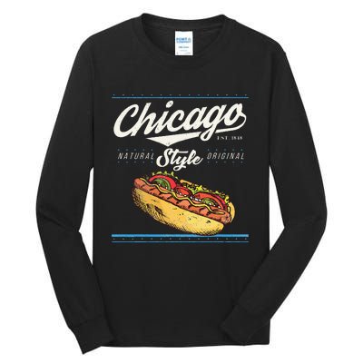 Chicago Hot Dog Hotdog Tourist Summer Souvenir Travel Tall Long Sleeve T-Shirt