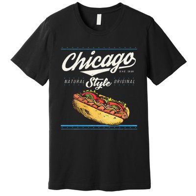 Chicago Hot Dog Hotdog Tourist Summer Souvenir Travel Premium T-Shirt