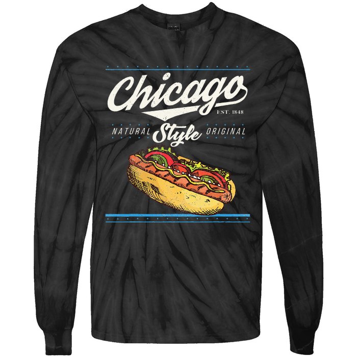 Chicago Hot Dog Hotdog Tourist Summer Souvenir Travel Tie-Dye Long Sleeve Shirt