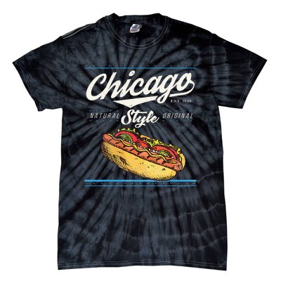 Chicago Hot Dog Hotdog Tourist Summer Souvenir Travel Tie-Dye T-Shirt