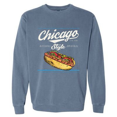 Chicago Hot Dog Hotdog Tourist Summer Souvenir Travel Garment-Dyed Sweatshirt