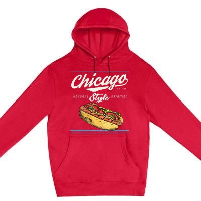 Chicago Hot Dog Hotdog Tourist Summer Souvenir Travel Premium Pullover Hoodie