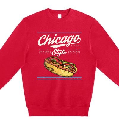 Chicago Hot Dog Hotdog Tourist Summer Souvenir Travel Premium Crewneck Sweatshirt