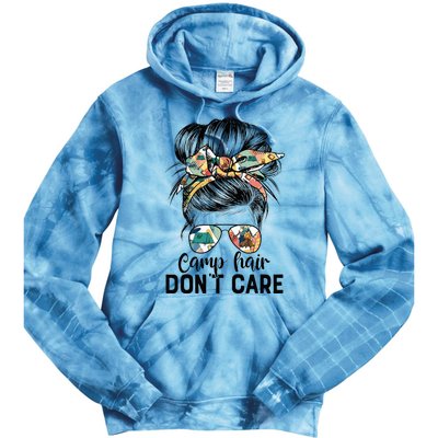 Camp Hair DonT Care Messy Hair Woman Glasses Life Tie Dye Hoodie