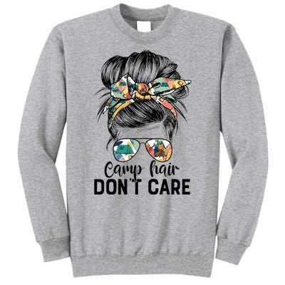 Camp Hair DonT Care Messy Hair Woman Glasses Life Tall Sweatshirt