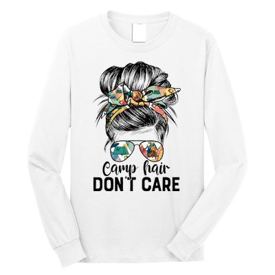 Camp Hair DonT Care Messy Hair Woman Glasses Life Long Sleeve Shirt