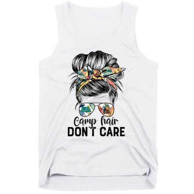 Camp Hair DonT Care Messy Hair Woman Glasses Life Tank Top