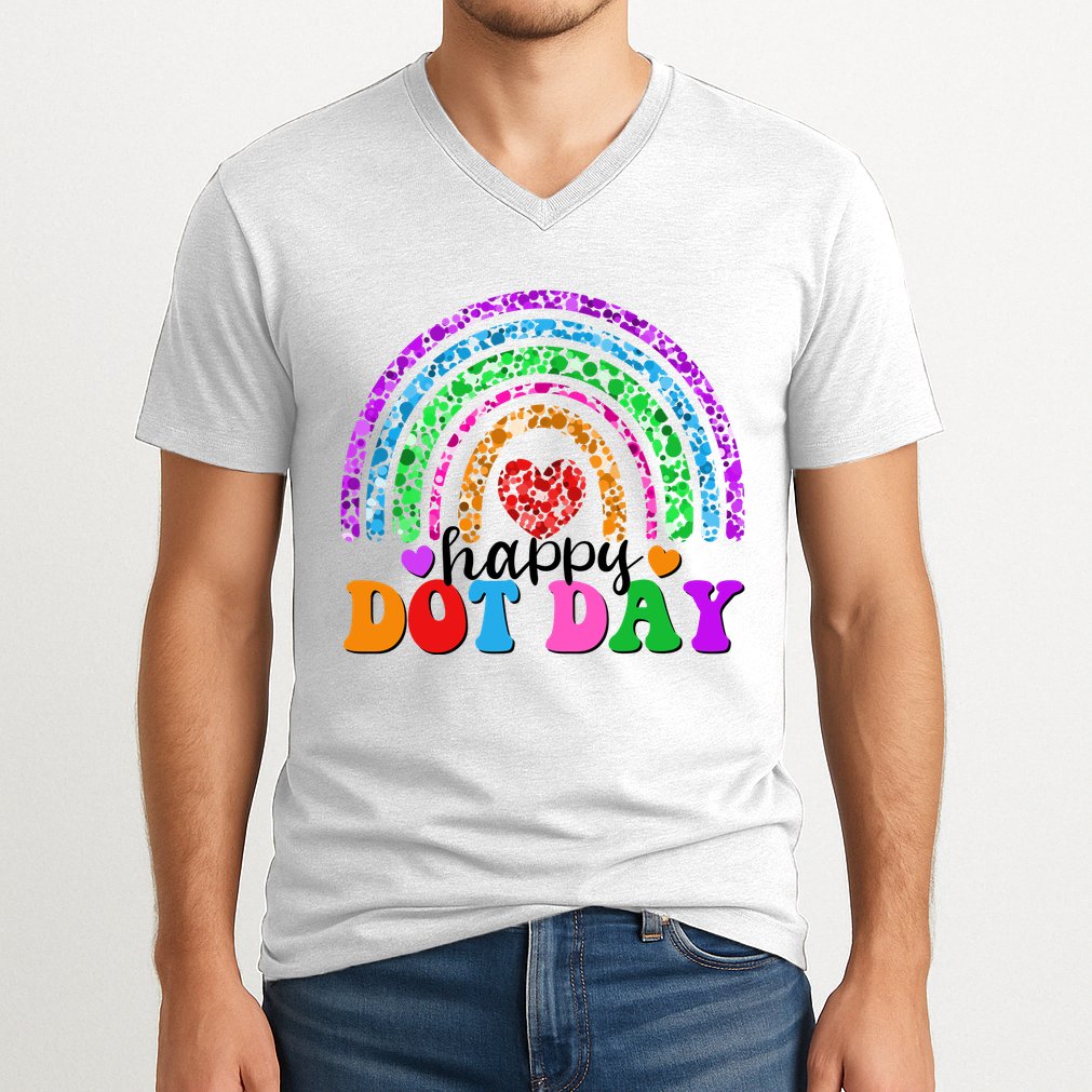 Cute Happy Dot Day Polka Dots V-Neck T-Shirt