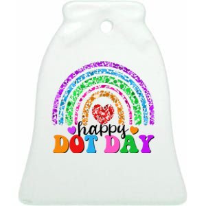 Cute Happy Dot Day Polka Dots Ceramic Bell Ornament