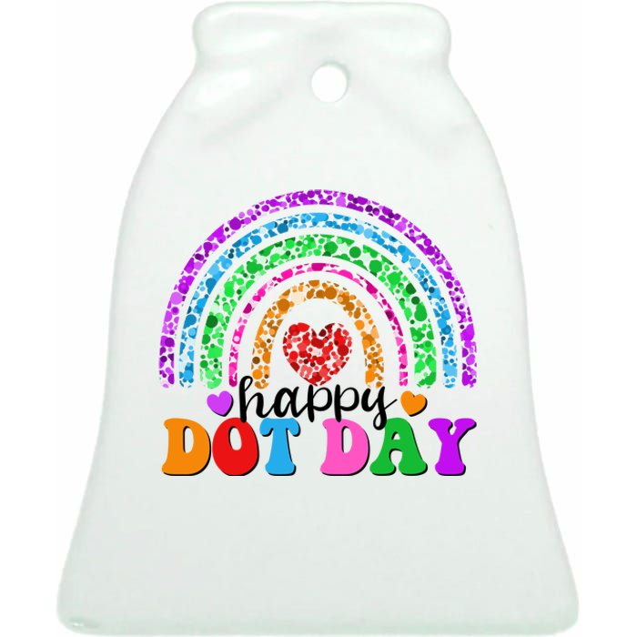 Cute Happy Dot Day Polka Dots Ceramic Bell Ornament