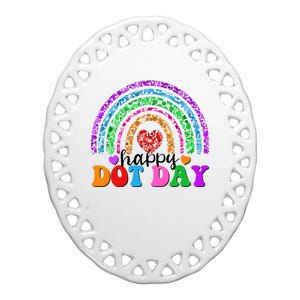 Cute Happy Dot Day Polka Dots Ceramic Oval Ornament