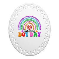 Cute Happy Dot Day Polka Dots Ceramic Oval Ornament