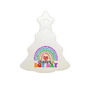 Cute Happy Dot Day Polka Dots Ceramic Tree Ornament