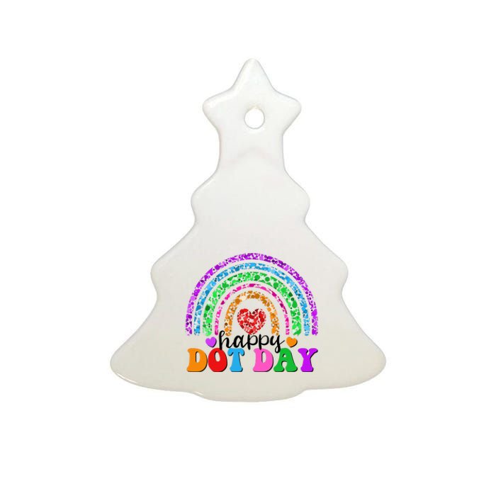 Cute Happy Dot Day Polka Dots Ceramic Tree Ornament