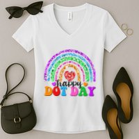 Cute Happy Dot Day Polka Dots Women's V-Neck T-Shirt