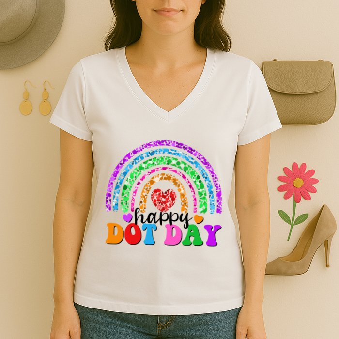 Cute Happy Dot Day Polka Dots Women's V-Neck T-Shirt