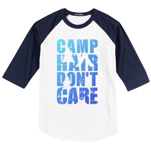 Camp Hair Dont Care Camping Gift Baseball Sleeve Shirt