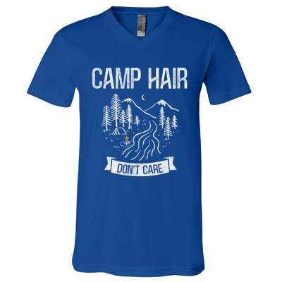 Camp Hair Dont Care Camping Gift V-Neck T-Shirt